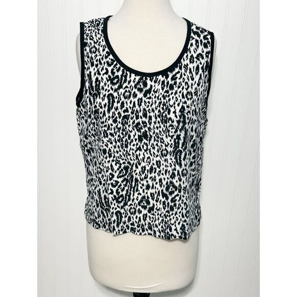Nancy Bolen Women's Animal Print Sleeveless‎ Tank Top Petite Large Black & White - Picture 9 of 9